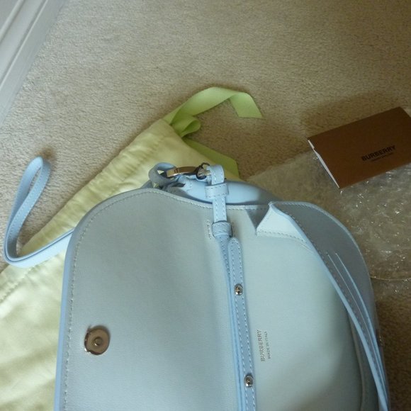 BURBERRY Mini Double 'Olympia' Logo Leather Bag in Pale Blue (NEW) - Picture 12 of 12